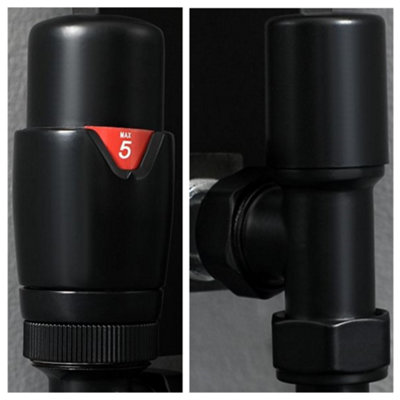 Homestylestore Black Angled Thermostatic Heated Towel Rail Radiator Valves from B&Q