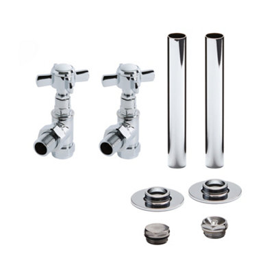 Homestylestore Chrome Angled Towel Rail Radiator Valves Pipe Connector Kit from B&Q