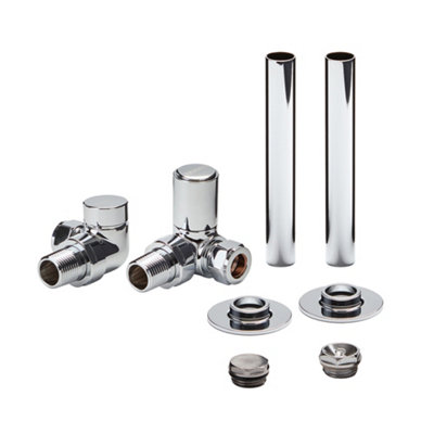 Homestylestore Chrome Corner Heated Towel Rail Radiator Valves And Pipe Sleeve Kit from B&Q