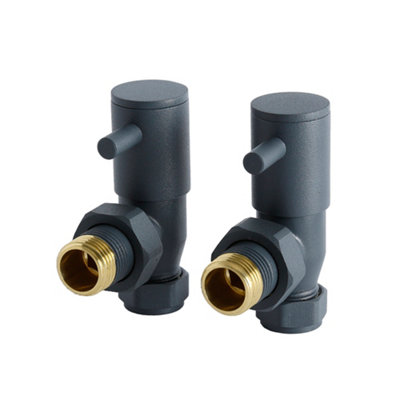 Homestylestore Anthracite Angled Heated Towel Rail Radiator Valves from B&Q