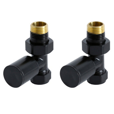 Homestylestore Black 15mm Straight Heated Towel Rail Radiator Valves from B&Q
