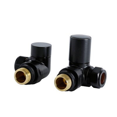 Homestylestore Black 15mm Corner Heated Towel Rail Radiator Valves from B&Q