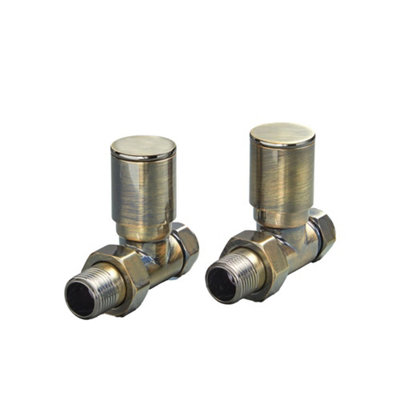 Homestylestore Dark Brushed Brass Straight Heated Towel Rail Radiator Valves from B&Q