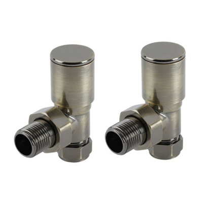 Homestylestore Dark Brushed Brass Angled Radiator Heated Towel Rail Valves from B&Q