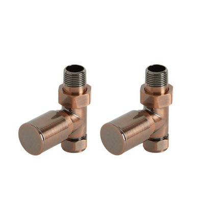 Homestylestore Brushed Bronze Straight Heated Towel Rail Radiator Valves from B&Q