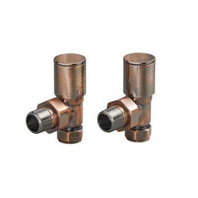 Homestylestore Brushed Bronze Angled Radiator Heated Towel Rail Valves from B&Q