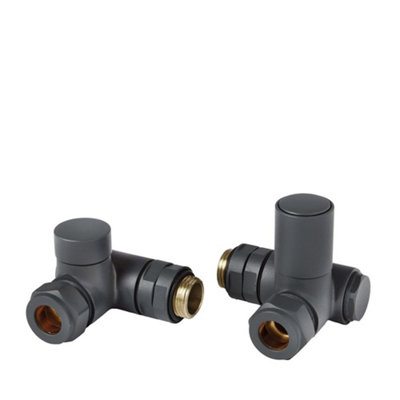 Homestylestore Anthracite Manual Dual Fuel Corner Heated Towel Rail Radiator Valves from B&Q