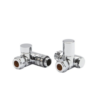 Homestylestore Chrome Manual Dual Fuel Corner Heated Towel Rail Radiator Valves from B&Q