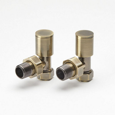 Homestylestore Brushed Gold Angled Towel Rail Radiator Valves from B&Q