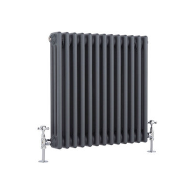 Homestylestore Anthracite Horizontal Cast Iron Style Triple Column Radiator 600mm X 605mm from B&Q