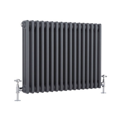 Homestylestore Anthracite Horizontal Cast Iron Style Triple Column Radiator 600mm X 785mm from B&Q
