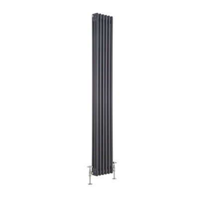 Homestylestore Anthracite Cast Iron Style Triple Column Vertical Radiator 1800mm X 290mm from B&Q