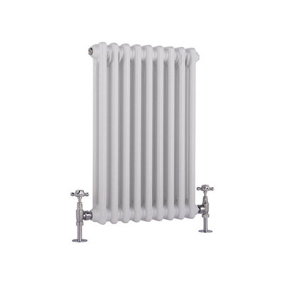 B&Q -  White Horizontal Cast Iron Style Double Column Radiator 600mm X 425mm