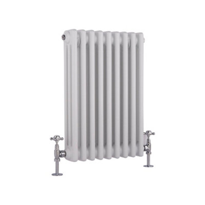 B&Q -  White Horizontal Cast Iron Style Triple Column Radiator 600mm X 425mm