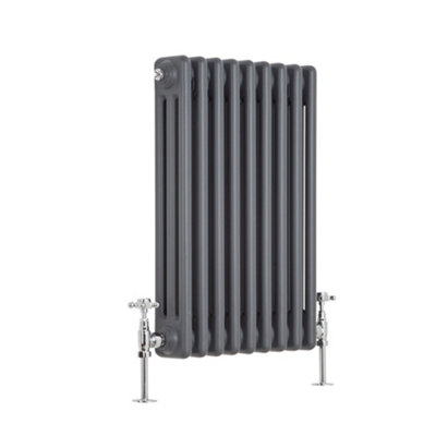 B&Q -  Anthracite Horizontal Cast Iron Style Triple Column Radiator 600mm X 425mm