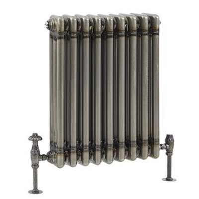 B&Q -  Raw Metal Horizontal Cast Iron Style Triple Column Radiator 600mm X 425mm