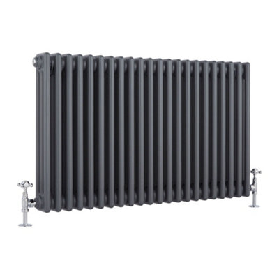 B&Q -  Anthracite Horizontal Cast Iron Style Triple Column Radiator 600mm X 1010mm