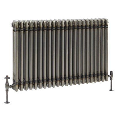 B&Q -  Raw Metal Horizontal Cast Iron Style Triple Column Radiator 600mm X 1010mm