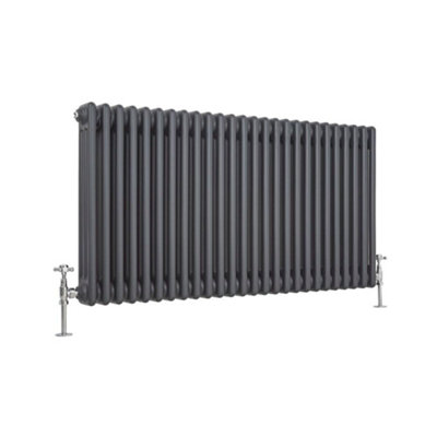Homestylestore Anthracite Horizontal Cast Iron Style Triple Column Radiator 600mm X 1190mm from B&Q