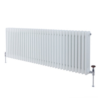 B&Q -  White Horizontal Cast Iron Style Triple Column Radiator 600mm X 1595mm