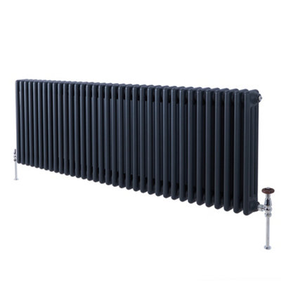 B&Q -  Anthracite Horizontal Cast Iron Style Triple Column Radiator 600mm X 1595mm