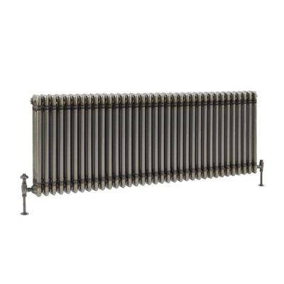 B&Q -  Raw Metal Horizontal Cast Iron Style Triple Column Radiator 600mm X 1595mm