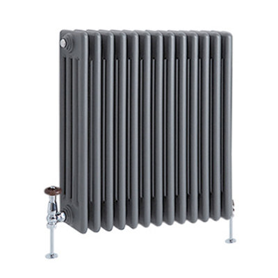Homestylestore Anthracite Cast Iron Style Horizontal Four Column Radiator 600mm X 605mm from B&Q