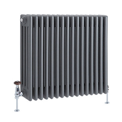 Homestylestore Anthracite Cast Iron Style Horizontal Four Column Radiator 600mm X 785mm from B&Q