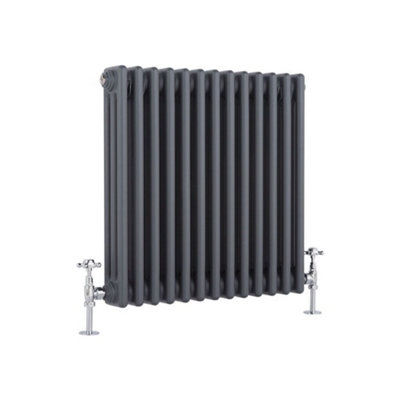 Homestylestore Anthracite Cast Iron Style Horizontal Triple Column Radiator 500mm X 605mm from B&Q