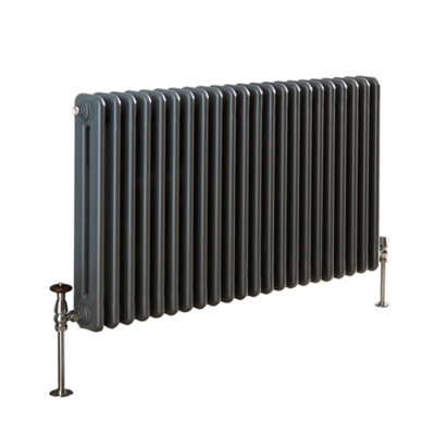 Homestylestore Anthracite Horizontal Double Column Designer Radiator 600mm X 1000mm from B&Q