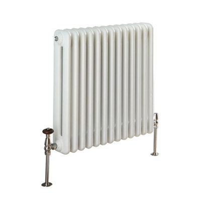 Homestylestore White Horizontal Double Column Designer Radiator 600mm X 600mm from B&Q