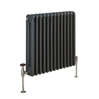 Homestylestore Anthracite Horizontal Double Column Designer Radiator 600mm X 600mm from B&Q