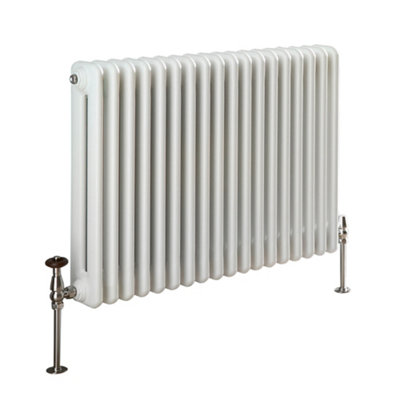 Homestylestore White Horizontal Double Column Designer Radiator 600mm X 820mm from B&Q