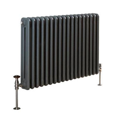 Homestylestore Anthracite Horizontal Double Column Designer Radiator 600mm X 820mm from B&Q