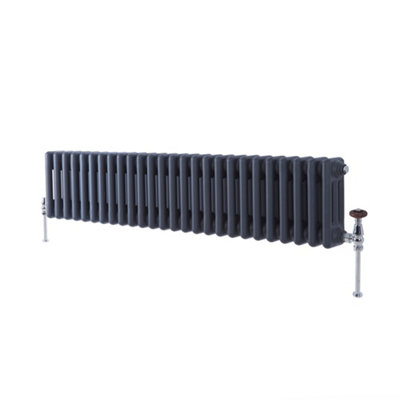 B&Q -  Anthracite Cast Iron Style Horizontal Triple Column Radiator 300mm X 1190mm