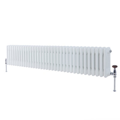 B&Q -  White Horizontal Cast Iron Style Triple Column Radiator 300mm X 1595mm