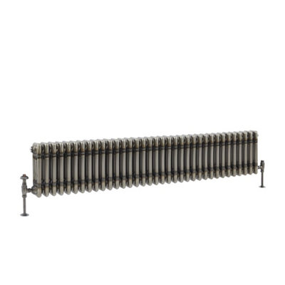 B&Q -  Raw Metal Horizontal Cast Iron Style Triple Column Radiator 300mm X 1595mm