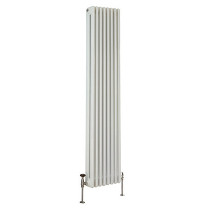 Homestylestore White Vertical Double Column Designer Radiator 1800mm X 376mm from B&Q