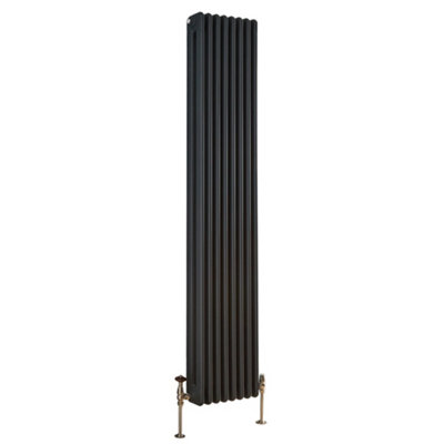 Homestylestore Anthracite Vertical Double Column Designer Radiator 1800mm X 380mm from B&Q