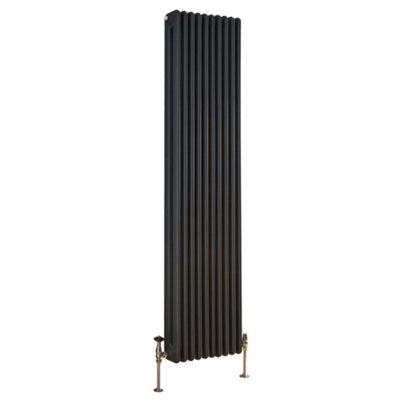Homestylestore Anthracite Vertical Double Column Designer Radiator 1800mm X 465mm from B&Q
