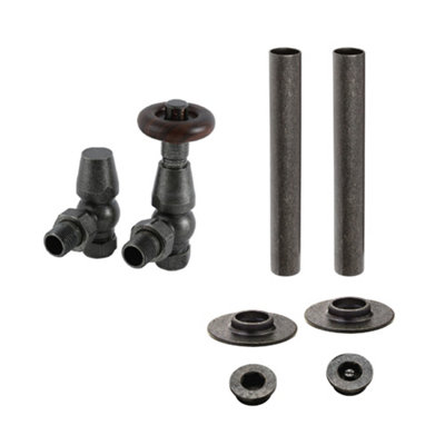 Homestylestore Pewter Angled Heated Towel Rail Thermostatic Lockshield Radiator Valve Pipe Sleeve Kit from B&Q