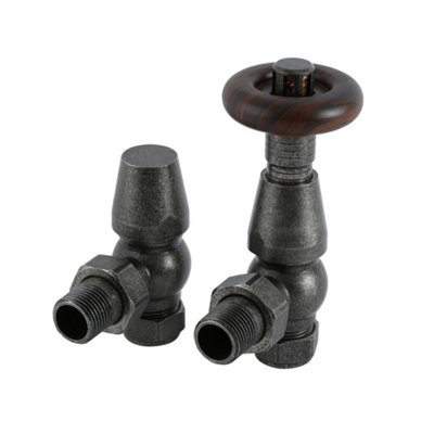 Homestylestore Pewter Thermostatic Angled Radiator Valves from B&Q