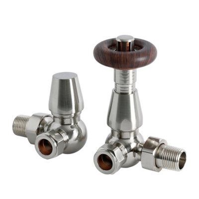 Homestylestore Satin Nickel Corner Trv Thermostatic Radiator Valves from B&Q