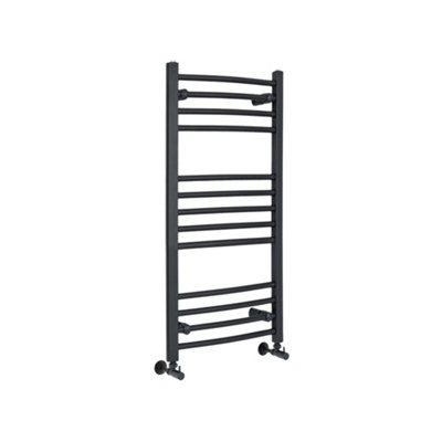 Homestylestore Anthracite Curved Bar Heated Towel Rail Radiator 1000mm X 500mm from B&Q