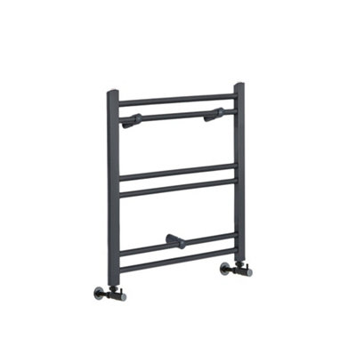 Homestylestore Anthracite Straight Bar Heated Towel Rail 600mm X 400mm from B&Q