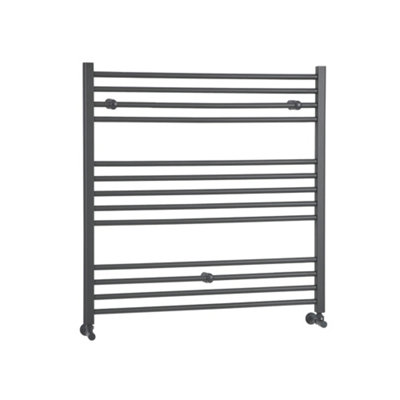 Homestylestore Anthracite Straight Bar Heated Towel Rail 1000mm X 1000mm from B&Q