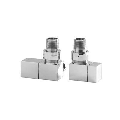 Homestylestore Chrome Square Corner Heated Towel Rail Radiator Valves from B&Q