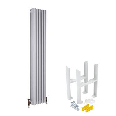 Homestylestore White Cast Iron Style Vertical Four Column Radiator With Feet 1800mm X 380mm from B&Q