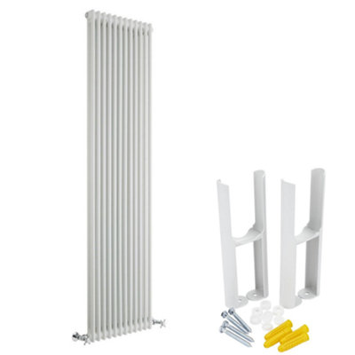 B&Q -  White Cast Iron Style Vertical Double Column Radiator With Feet 1800mm X 560mm