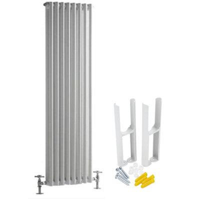 Homestylestore White Cast Iron Style Vertical Double Column Radiator With Feet 1800mm X 380mm from B&Q